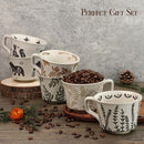 Ceramic Coffee Mug, 12 oz Novelty Unique Teacup with Large Handle, Stoneware Cup for Tea Mocha Latte Cappuccino Espresso (Set of 2, Fox and Bear) by CozyNest Decor