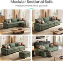 LINSY HOME Modular Sectional Sofa - 123'' Oversized Corduroy Cloud Couch L Shaped Couch with Movable Ottoman Soft Modern Comfy Sofa for Living Room Apartment Office, Green by CozyNest Decor