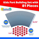 Power Your Fun Fun Forts Kids Tent - 81 Pack Fort Building STEM Toys Kit, Construction Toys Play Tent Indoor and Outdoor Playhouse for Kids with 53 Rods and 28 Spheres (Red, Blue) by TinyTreasures Baby Boutique