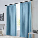 Macochico 100% Blackout Blue Linen Curtains 84 Inches Long Pinch Pleated Burlap Curtains for Bedroom Living Room Farmhouse Nursery Thermal Window Panels with Tieback 72”Wx84”L 1 Panel by CozyNest Decor
