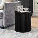 AVZEAR Fluted Round Side Table with Storage, Small Mid Century End Table Fluted Nightstands, Modern Circle Bedside Tables Wood Night Stand for Small Spaces, Living Room, Bedroom (Black) by CozyNest Decor