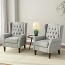 Accent Chair, Upholstered Armchair with Button Tufted High Back & Solid Wood Legs, Comfy Wingback Reading Single Sofa Chair for Small Spaces, Living Room, Bedroom (Light Grey, Set of 1) by CozyNest Decor