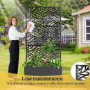 Raised Garden Bed with Trellis and Wheels,73"x35"x16" Metal Raised Garden Bed,Black Flowing Leaf Metal Planter with Climbing Trellis for Vines & Vegetables by GreenHaven Gardens