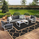 GENIMO 10 ' x 14 ' Outdoor Rug Waterproof for Patio Decor, Foldable Reversible Plastic Straw Area Rugs Mat for Camper, Outside Carpet for Rv, Deck, Porch, Picnic, Beach, Balcony, Black & Brown by CozyNest Decor