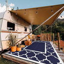 GENIMO 10' x 14' Outdoor Rug Waterproof for Patio, Foldable Reversible Plastic Straw Area Rugs Mat for Rv Decor, Outside Carpet for Camper, Deck, Picnic, Beach, Balcony, Porch, Blue & White by CozyNest Decor