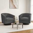 Swivel Barrel Accent Chair, Modern Round Corduroy Fabric Arm Chair for Living Room, Bedroom, Comfy Club Reading Chairs for Adults (Corduroy Grey, Set of 1) by CozyNest Decor