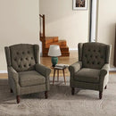 UIXE High Back Accent Chairs Set of 2, Upholstered Armchair in Fabric, Retro Wingback Arm Chair for Living Room, Comfy Single Sofa Bedroom Reading Seat with Solid Wood Legs - Taupe by CozyNest Decor