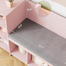 HOSTACK 67" Kids Reading Nook with Bench, Kids Bookshelf and Bookcase with Seat Cushion and 6 Storage Cubbies, Toy Storage Box on Wheels, Toy Chest for Playroom, Bedroom, School, Pink by TinyTreasures Baby Boutique