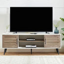 Mid Century Wooden TV Stand with Open Shelf and 2 Storage Cabinets for TVs up to 65 Inches,White Walnut Modern Entertainment Center TV Console for Living Room,Bedroom. by CozyNest Decor