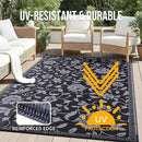 OLANLY Waterproof Outdoor Rug 9x12 ft, Outdoor Plastic Straw Rug with Flower Pattern, Reversible RV Mat for Patio, Camping, Balcony, Deck, Backyard, Black & Grey by CozyNest Decor