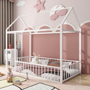 Metal Bed House Bed Frame With Fence by Unique Piece Furniture