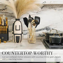 Styled Settings Black and Gold Cooking Utensils Set - 7-Piece Silicone Utensils Set Include Spatula Holder for Nonstick Cookware and Modern Kitchens - Stylish Black and Gold Kitchen Accessories by CozyNest Decor