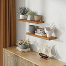 Rustic 30" Floating Shelves, Real Elm Wood Floating Shelf for Wall, Heavy-Duty Wall Shelves for Books, Wooden Floating Shelves with Invisible Bracket for Bathroom, Kitchen, Natural Color, Set of 2 by CozyNest Decor