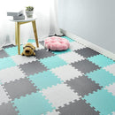 qqpp EVA Rubber 18 Tiles Interlocking Puzzle Foam Floor Mats - Baby Play Mat for Playing | Exercise Mat for Home Workout. White, Green, Gray. QC-AHLb18N by TinyTreasures Baby Boutique