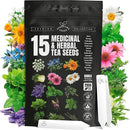 15 Medicinal & Herbal Tea Seeds Variety Pack Home Garden Kit Plant Markers 2950+ Non-GMO Heirloom Indoor Hydroponic Outdoors Planting Herb Anise Basil Calendula Fennel Mint Rosemary Lavender Chamomile by GreenHaven Gardens