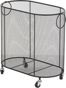 Deco 79 Metal Storage Cart Oval Mesh Wire Rolling Laundry with Ring Handles, 21" x 12" x 21", Black by GreenHaven Gardens