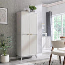 OKD Fluted Kitchen Pantry, 72" Tall Mid Century Modern Storage Cabinet with Adjustable Shelves & Door Organizer, Wood Cabinet for Kitchen, Living Room, Solid White by CozyNest Decor