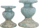 Creative Co-Op Small Distressed Blue Terracotta Pillar Candle Holder by CozyNest Decor