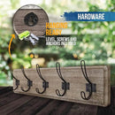 HBCY Creations Weathered Rustic Coat Rack Wall Mount with 5 Hooks, Solid Pine Wood 24 inch Wall Hooks for Entryway, Mudroom, Hallway, Bathroom - Vintage Farmhouse Style Wall Mounted Towel Rack by CozyNest Decor