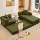 107" Oversized Convertible Sleeper Sofa Bed, Corduroy L Shape Sectional Couch, Folding Sofa Bed with Side Pocket, Modern Cloud Floor Mattress Couch, Modular Sofa for Living Room, Green by CozyNest Decor