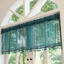 Sutuo Home Boho Valance Tier Curtains Crochet Lace Sheer Bohemian Hollow Knitted with Tassels, Privacy Vintage Rustic Farmhouse Drapes for Kitchen, Rod Pocket 1 Panel 59" W x 36" L, Turquoise by CozyNest Decor