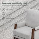Modern Accent Chair for Living Room Mid Century Arm Chair Upholstered Bedroom Chair Comfy Lounge Chair with Solid Wood Frame, White by CozyNest Decor
