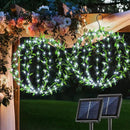 Solar Powered Hanging Iron Sphere Lights with Artificial Greenery – 12Inch 120 LED Waterproof Outdoor Decor Ball Light with Timer & 8 Modes – 2 Pack for Garden, Christmas, Weddings (Cool White) by GreenHaven Gardens