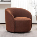 KINWELL 34" W Mid Century Modern Swivel Barrel Chair, Round Upholstered Boucle Swivel Accent Chairs, No Assembly Sofa Chair for Living Room Bedroom Reading Apartment Lounge Nursery by CozyNest Decor