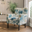 BELLEZE Modern Accent Chair for Living Room, High Back Floral Armchair w/Wooden Legs, Upholstered Wingback Side Chair Padded Armrest Single Sofa for Living Room, Bedroom - Allston (Green Blue Floral) by CozyNest Decor