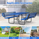79'' Steel Rectangular Picnic Table for Outdoors, with backrest, Expanded, Lifetime Picnic Table with Umbrella Hole, Heavy Duty Sturdy Commercial Picnic Tables for Garden Courtyard BBQ, Blue by GreenHaven Gardens