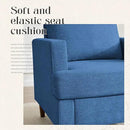 Mid-Century Accent Chair,Modern Linen Fabric Armchair for Living Room,Comfy Upholstered Reading Accent Chairs for Bedroom,Single Sofa Chair with Wood Legs (Blue, 2 Pack) by CozyNest Decor