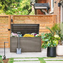 Devoko 100 Gallon Deck Box, Waterproof Resin Outdoor Storage Box with Cushion for Outside, Large Outdoor Storage Bench Cabinet Lockable for Patio Furniture and Garden Tools (Brown) by GreenHaven Gardens
