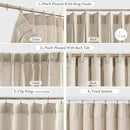 FMFUNCTEX Pinch Pleated Curtains 84 Inches Long for Living Room, Beige Semi Sheer Faux Linen Textured Pleat Drapes for Bedroom with Hooks, Light Filtering Neutral Farmhouse Window Drapes 2 Panels by CozyNest Decor