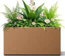 FENCY Metal Rectangular Planter Box, Large Planters for Outdoor Plants, Tall Planters for Outdoor Plants with Drainage Holes (32" L x 10" W x 16.3" H,Brown) by CozyNest Decor
