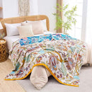Boho Throw Blanket for Bed, 100% Cotton Soft Rustic Quilt Fall Blanket, 50"x60" Floral Printed Farmhouse Decor Bed Blankets, All Season Rustic Reversible Bohemian Throw Quilt by CozyNest Decor
