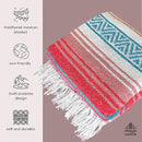 Traditional Handwoven Mexican Blanket, Large Falsa Serape - Soft & Durable - Vibrant Beach, Picnic, Yoga & Camping Mat - Lightweight Boho Throw 70"x50" (Flame) by CozyNest Decor