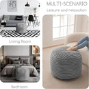 HIGOGOGO Round Stuffed Pouf Ottoman, Stripe Faux Fur Poufs with Foam Chunk Filling, Furry and Fluffy Pouf Foot Stool Storage Ottoman, 20 X 15 Floor Poufs Foot Rest for Living Room, Grey by CozyNest Decor