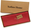 Solino Home Linen Table Runner 90 Inches Long - 100% Pure Linen Red Table Runner 14 x 90 Inch - Classic Hemstitch by CozyNest Decor