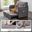 Convertible Sofa Bed, 3 in 1 Pull Out Couch, Loveseat Sleeper with Side Pocket, Living Room Sofa with Adjustable Backrest | USB Charging Port | Two Pillows | Towel Fabric | Dark Gray by CozyNest Decor