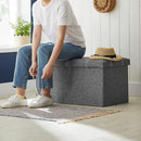 SONGMICS Mazie Collection - 30 Inches Ottoman Storage Bench, 21 Gal. Folding Chest with Breathable Linen-Look Fabric, Load up to 660 lb, for Entryway, Living Room, Bedroom, Dark Gray ULSF001G01 by CozyNest Decor