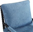 DUHOME Linen Fabric Spindle Accent Chair with Wood Frame,Modern Accent Spool Chairs with Padded Spring Seat and Brushed Blue Base for Living Room Bedroom Farmhouse Home Office Belcony by CozyNest Decor