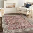 Washable Area Rug 4'x6' Traditional Floor Cover Foldable Thin Rugs Retro Kitchen Indoor Distressed Non Slip Carpet Floral Print Mat Bedroom Living Room by TinyTreasures Baby Boutique