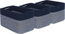 MINTWOOD Design 3-Pack Storage Baskets for Shelves, Playroom and Classroom, Book Basket, Decorative Storage Cube Bins, Woven Closet Organizers, Pantry and Shoe Organizer, Navy Blue by TinyTreasures Baby Boutique