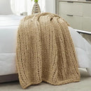 Amélie Home Chunky Knit Throw Blanket for Couch, Soft Chenille Crochet Blanket for Sofa, 50"x60", Beige by CozyNest Decor