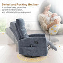 Manual Swivel Rocker Recliner Chair for Adults, Overstuffed Reclining Glider Chair for Nursing with Vibration Massage & Heat, Living Room Rocking Recliner 3-Stage backrest, Chenille Fabric Blue by CozyNest Decor