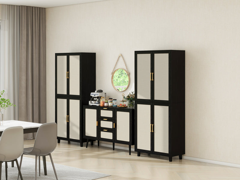 4 Door Cabinet, with 4 Adjustable Inner Shelves, Storage Cabinet