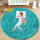 4FT Round Rug for Bedroom: Fluffy Shag Soft Washable Rugs Circle Small Fuzzy Plush Indoor Carpet for Living Room Nursery Playroom Dorm Kids Girls Boys Room (Teal Blue, 4'x4') by TinyTreasures Baby Boutique