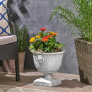 Christopher Knight Home Jorine Light Concrete Planter, Patio Planter, Large Garden Pot, Mid-Centry Gadern Urn, Lionhead Accent Plant Pot, Flower Urn with Drainage Hole for Backyard Home, Antique White by CozyNest Decor