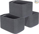 MINTWOOD Design 3-Pack Decorative Woven Storage Baskets for Shelves, Cube Bin Box for Organizing Books, Shoes, Dog Toys, Pantry Closet and Living Room Organizer, Charcoal Gray by TinyTreasures Baby Boutique