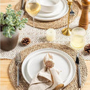 GBHOME Ceramic Dinnerware Sets for 4, 12 Pieces Stoneware Plates and Bowls Sets, Reactive Glaze Dishes -Scratch Resistant, Dishwasher&Microwave Safe-Star White by CozyNest Decor